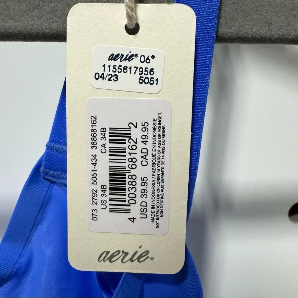 Aerie Womens Smoothez Mesh Unlined Balconette Bra Blue Size 34B Sheer Underwire